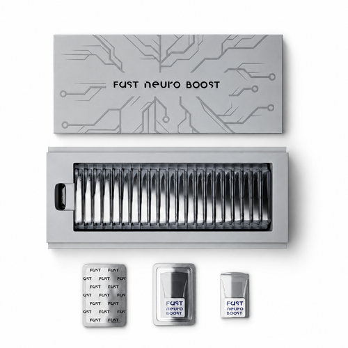 FAST Neuro Boost open box and individual packaging on a white background